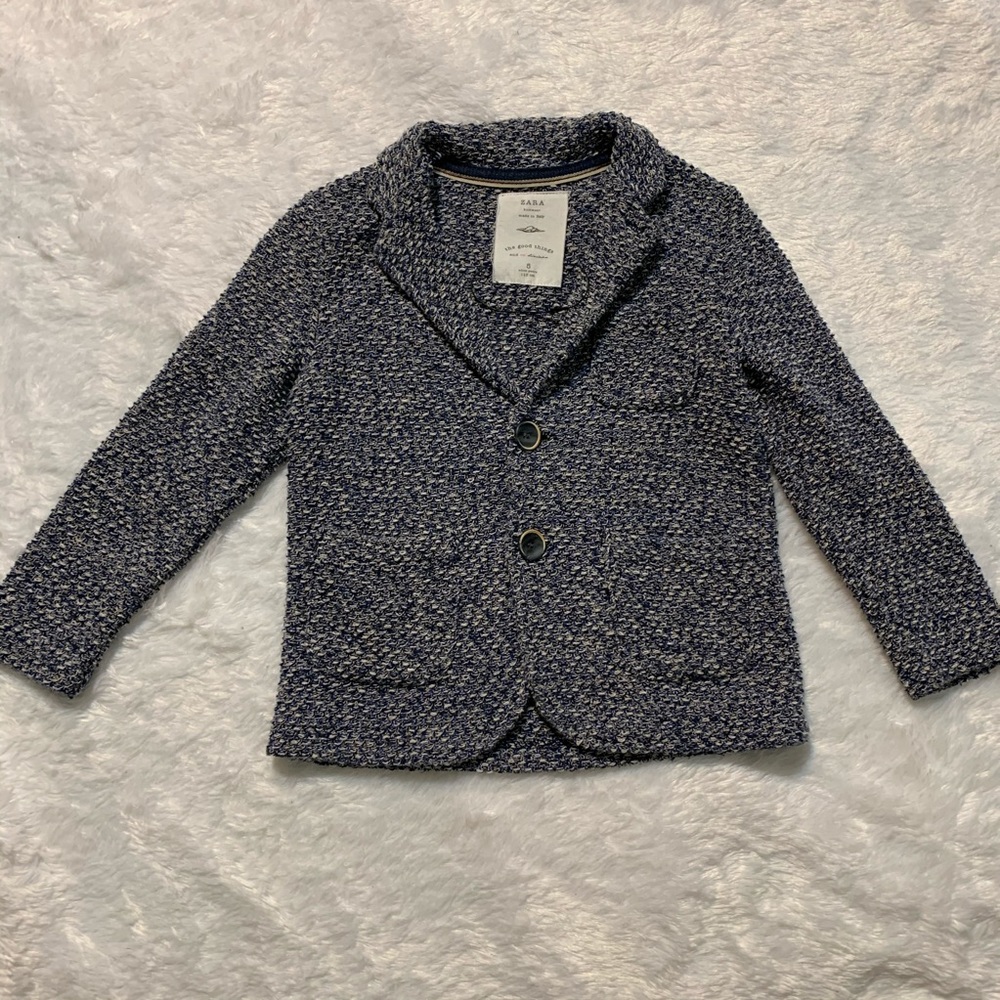 Girls Zara blue textured knit sweater size 5 T